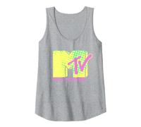 MTV Neon Logo Tank Top, Women, Heather Grey, Medium