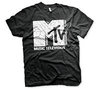 MTV Officially Licensed Cracked Logo Mens T-Shirt (Black), S