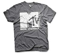 MTV Officially Licensed Cracked Logo Mens T-Shirt (Dark Grey), S