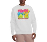 MTV Paint Logo Crew Sweatshirt, White, Large