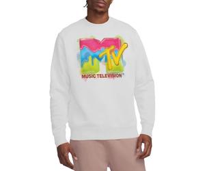 MTV Paint Logo Crew Sweatshirt, White, Large