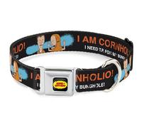 MTV Pet Collar, Dog Collar Metal Seatbelt Buckle, Beavis and Butt-Head I Am Cornholio Pose Black Orange White, 13 to 17 Inches 1.5 Inch Wide