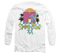 MTV Spring Break Checkerboard Unisex Adult Longsleeve T Shirt, White, Small