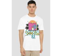 MTV Spring Break Checkerboard Unisex Adult T-Shirt, White | Size: Large MTV White L