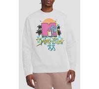 MTV Spring Break Checkerboard Unisex Crew Sweatshirt, White | Size: XL MTV White XL