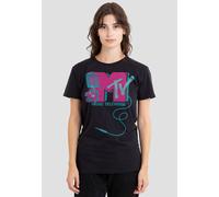 MTV Women's Microphone Logo T-Shirt, Black | Size: Large MTV Black L