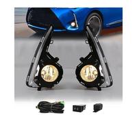 MTVTFECEWG For Toyota For Yaris For Vitz 2018 2019 2020 Fog Lamp Led Light Angel Eyes DRL Daytime Running Turn Signal Yellow White Chrome Trim Car Accessories(Yellow Light)