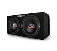 MTX Audio Dual Subwoofer Vented Enclosure with High Resolution Feature, Aviation Carpet and Floor Standing Mounting Type for Vehicle, Black