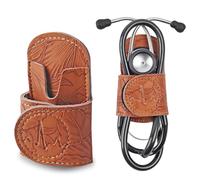 Mtzmy Stethoscope Holder Hip Clip.3M Littmann Stethoscope Belt Clip for Scrubs, Nursing Tools Holster Case,Teaching Stethoscope Holder &Accessories(1-1Carved Dark Brown)
