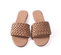 Mtzyoa Women Flip-Flops Pearls Bow Sandals Beach Flat Rivets Rain Jelly Gold Pearls beige Size: 5 UK