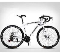 MU 26-Inch Road Bicycle, 24-Speed Bikes, Double Disc Brake, High Carbon Steel Frame, Road Bicycle Racing, Men's and Women Adult-Only,White
