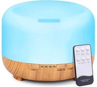 MU LIN Mulin Essential Oil Diffuser, Scented Oils and Aromas, Humidifier, RGB 7 Luminous Colours, 500 ml with Adjustable Timer with Remote Control, Ultrasonic and Quiet, Living Room, Yoga, KP-500ML