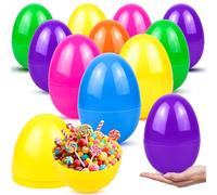 Mu Mianhua 12 Pcs Fillable Easter Eggs 6" Plastic Easter Eggs, Colorful Easter Eggs for Kids Easter Basket Easter Egg Hunt, Party Bag Fillers, Classroom Prize Supplies