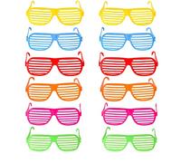 Mu Mianhua 12 PCS Shutter Shading Glasses 80's Party Slotted Sunglasses Neon Color Shutter Shades Glasses Children Party Bag Fillers Kids Novelty Fancy Dress Costume for Night Out Party
