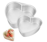 Mu Mianhua 2 Pcs Heart Cake Tin Set 6'' 8'' Aluminium Heart Cake Pan Non-Stick Deep Baking Tin Baking Pan Cake Mould for Wedding Birthday Christmas Party