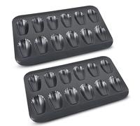 Mu Mianhua 2 Pieces Madeleine Tray Non-Stick Madeleine Baking Tins Shell Shape Cookie Tray Cookie Pans Baking Mold Cake Pan 12 Hole Cake Mould, Black