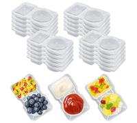 Mu Mianhua 20 Sets Reusable Snack Pack Containers, Double Condiment Containers with Lids, Plastic Portable Sauce Containers for Salad Snacks Travel Take-out Condiments