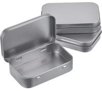 Mu Mianhua 3Pack Silver Metal Rectangular Empty Hinged Tins Box Containers Basic Necessities Tins Mini Portable Boxes Small Storage Kit Gift Card Tin Holders Boxes Set for DIY Use, Home Organizer