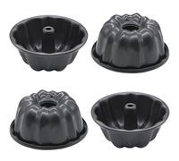 Mu Mianhua 4 PCS Mini Fluted Ring Cake Tin Baking Pan, 4 Inch Cake Mould Round Baking Tins, Tube Ring Cakes Pan for Baking Small Cakes