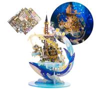 MU Starry Sky Palace 3D Metal Puzzles for Adults Starlit Amusement Park, DIY Playground Fun House Model Kits Block Building Architecture, Birthday New Year Gift Hobby Desk Decor