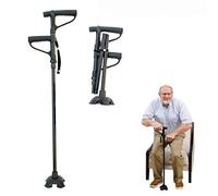 MU Two-Handle Walking Cane Folding Medical Walking Stick with Led Lights and Stable Quad Cane Base,Adjustable Height,Ideal Daily Living Aid