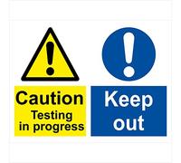 MU029 Multiple Sign CAUTION TESTING IN PROGRESS KEEP OUT Signs 600mm x 450mm MAGNETIC - VEHICLE GRADE