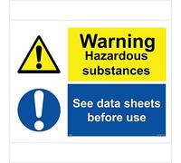 MU048 Multiple Sign WARNING HAZARDOUS SUBSTANCES SEE DATA SHEETS BEFORE USE Signs 200mm x 150mm .STICKER/SAV - WHITE BACKGROUND