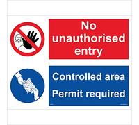 MU132 Multiple Sign NO UNAUTHORISED ENTRY CONTROLLED AREA PERMIT REQUIRED 300mm x 200mm 1MM PVC FOAMEX