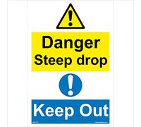 MU152 Multiple Sign Danger STEEP Drop Keep Out 150mm x 200mm DIBOND/Composite Aluminium