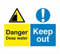MU169 Multiple Sign DANGER DEEP WATER KEEP OUT 150mm x 100mm MAGNETIC - VEHICLE GRADE