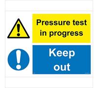 MU171 Multiple Sign PRESSURE TEST IN PROGRESS KEEP OUT 300mm x 200mm .STICKER/SAV - WHITE BACKGROUND
