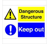 MU180 Dangerous Structure Keep Out Stay Away No Access Unsafe Warning Sign 150mm x 100mm 3mm Standard Foamex Foamboard