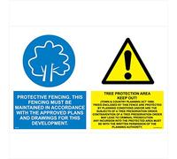 MU182 Protective Fencing Tree Protection Area Approved Plans Fence Keep Out Sign 200mm x 150mm Sticker/Sav - White Background