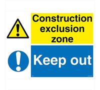 MU201 Construction Exclusion Zone Keep Out No Entry Restricted Access Sign 150mm x 100mm 5mm Heavy Duty Foamex Foamboard