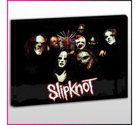 MU487 Slipknot Members Black Background Framed Ready To Hang Canvas Print, Music, Pop Street Wall Art, Picture