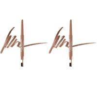 MUA Makeup Academy Brow Define, Angled Eyebrow Pencil With Blending Brush, Light Brown, 0.25 g - Vegan & Cruelty Free (Pack of 2)