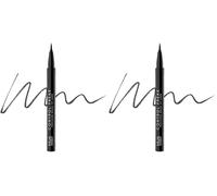 MUA Makeup Academy Control Freak Brush Tip Liquid Eyeliner Pen, Jet Black - Vegan & Cruelty Free (Pack of 2)