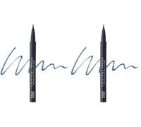 MUA Makeup Academy Control Freak Brush Tip Liquid Eyeliner Pen, Midnight Navy - Vegan & Cruelty Free (Pack of 2)