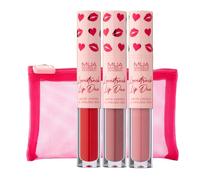 MUA Makeup Academy Lovestruck Lip Trio Gift Set, Includes 3 Lip Duos in Nude, Brown & Red with Reusable Bag - Vegan & Cruelty Free (Pack of 1)