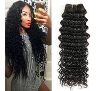 Muaby Deep Wave Bundles Brazilian Virgin Human Hair Bundles Long Deep Curly Weave Bundles Human Hair Natural Color Can be Dyed 1 Bundle Curly Human Hair 100g 26 Inch, 1 Count