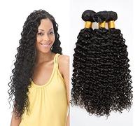 Muaby Kinky Curly Human Hair Bundles Brazilian Virgin Hair Curly Weave Bundle for Women Double Weft Natural Color Can be Dyed 3 Bundles Total 300g 18 20 22 Inch
