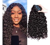 Muaby Water Wave Human Hair Bundles Brazilian Virgin Hair Curly Weave Bundles for Women Double Weft Natural Color Can be Dyed Total 300g 22 22 22 Inch