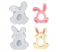 MUAECH 2-Piece Easter Bunny Silicone Mold Set, Hollow Rabbit Candle Holder Mold for DIY Plaster, Resin & Concrete, Cute Bunny Decor for Spring & Easter Crafts