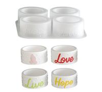 MUAECH 4-Cavity Silicone Candle Mold, Embossed Candle Holder Mold with English Words, Hand Gestures & Polka Dots for DIY Pillar Candles, Resin, Soap, Plaster - Make Elegant Home Decor（5523）