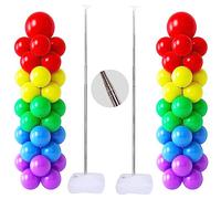 MUAEEOK Balloon Stand Kit, 2 Sets of 2m/6.6ft Adjustable Height Balloon Column Kit for Floor with Metal Telescopic Pillar for Baby Shower Birthday Party Graduation Wedding Christmas Decorations