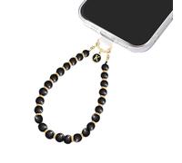 MuagoChic Cute Marble Beaded With Initial Charms Phone Wrist Strap, Hnad Bracelet Strap with Tether Tab, Letter Charms Wristlet Strap