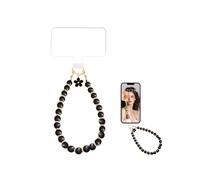 MuagoChic Marble Beaded With Flower Charms Phone Wrist Strap, Hand Bracelet Strap with Tether Tab,Charms Accessories Wristlet Strap