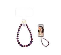 MuagoChic Marble Beaded With Flower Charms Phone Wrist Strap, Hand Bracelet Strap with Tether Tab,Charms Accessories Wristlet Strap