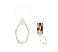 MuagoChic Marble Beaded With Flower Charms Phone Wrist Strap, Hand Bracelet Strap with Tether Tab,Charms Accessories Wristlet Strap