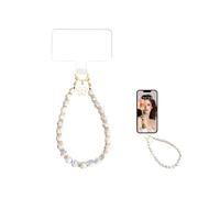 MuagoChic Marble Beaded With Flower Charms Phone Wrist Strap, Hand Bracelet Strap with Tether Tab,Charms Accessories Wristlet Strap